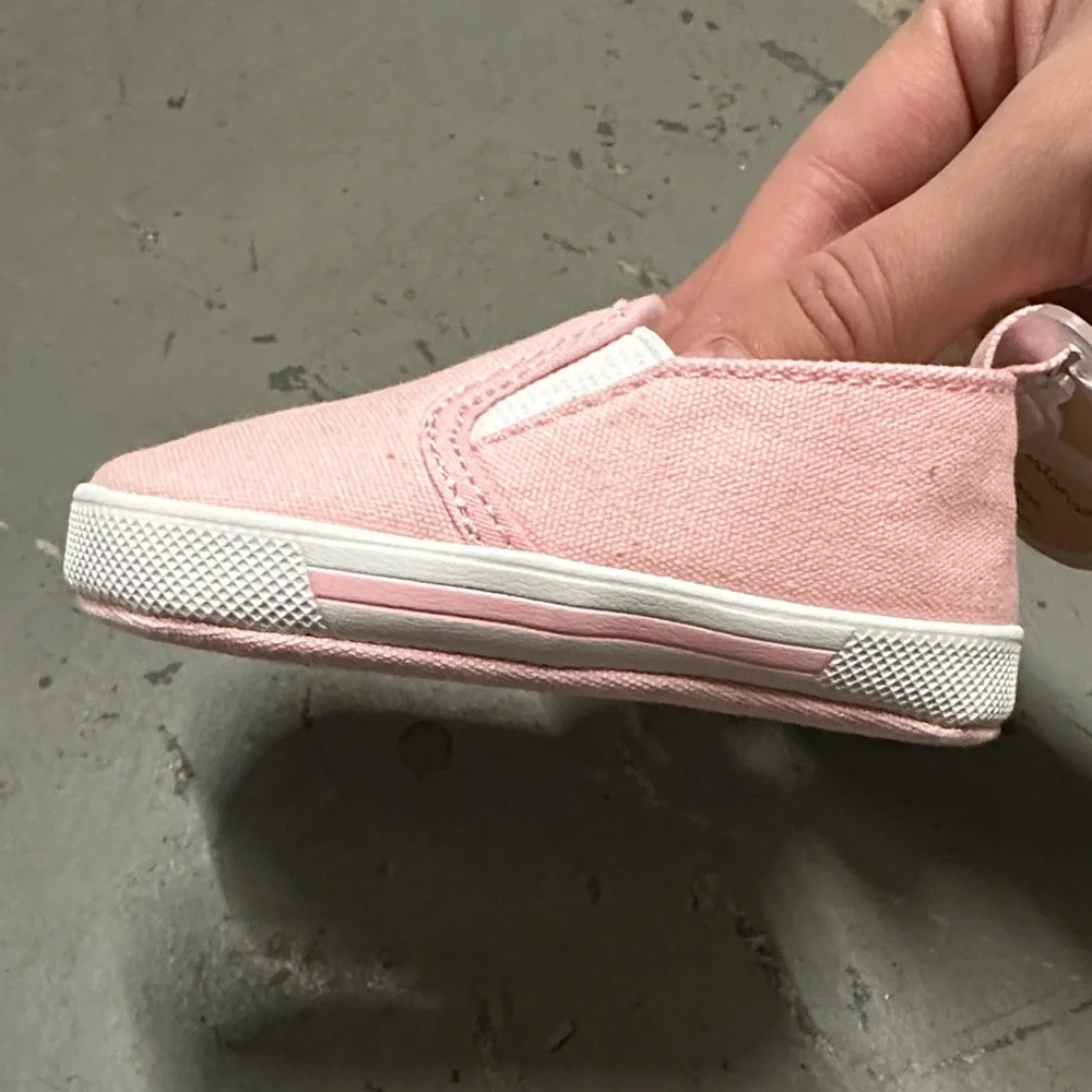 First Impressions Pink Slip-On Canvas Baby Shoes